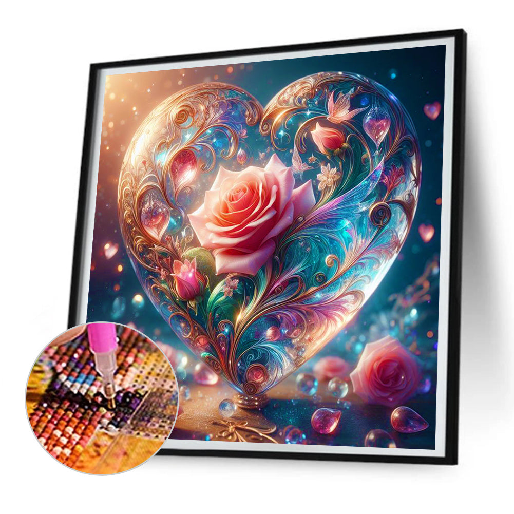 Love Glass And Rose - Full Round Drill Diamond Painting 30*30CM