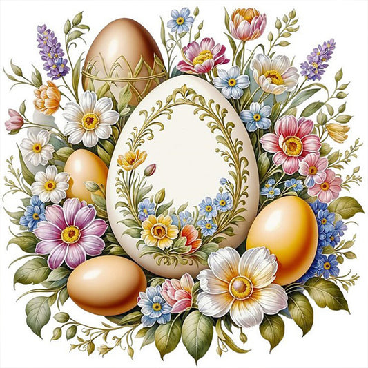 Easter Eggs Among Flowers - Full Round Drill Diamond Painting 30*30CM