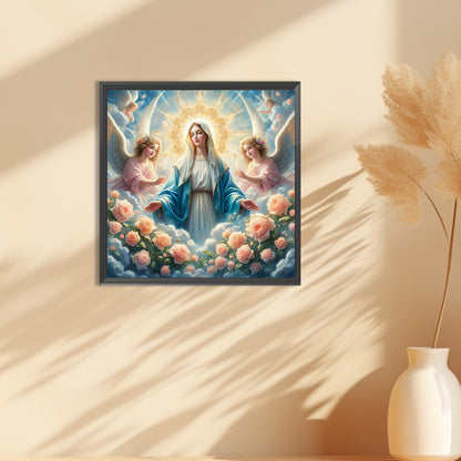 Flowers, Madonna And Angels - Full Round Drill Diamond Painting 30*30CM