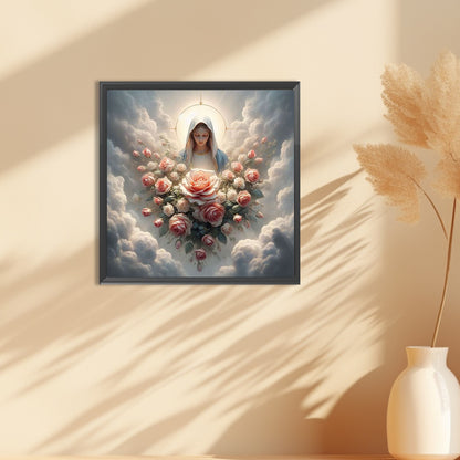 Flowers And Virgin - Full Round Drill Diamond Painting 30*30CM