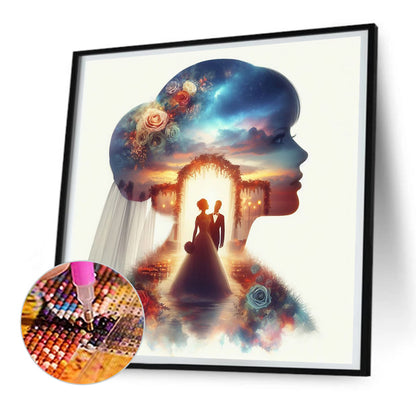 Romantic Wedding Silhouette - Full Round Drill Diamond Painting 30*30CM