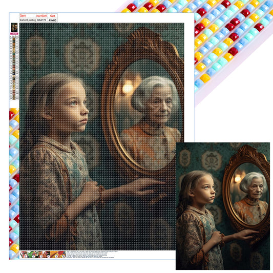 Old Man In Mirror - Full Square Drill Diamond Painting 45*60CM
