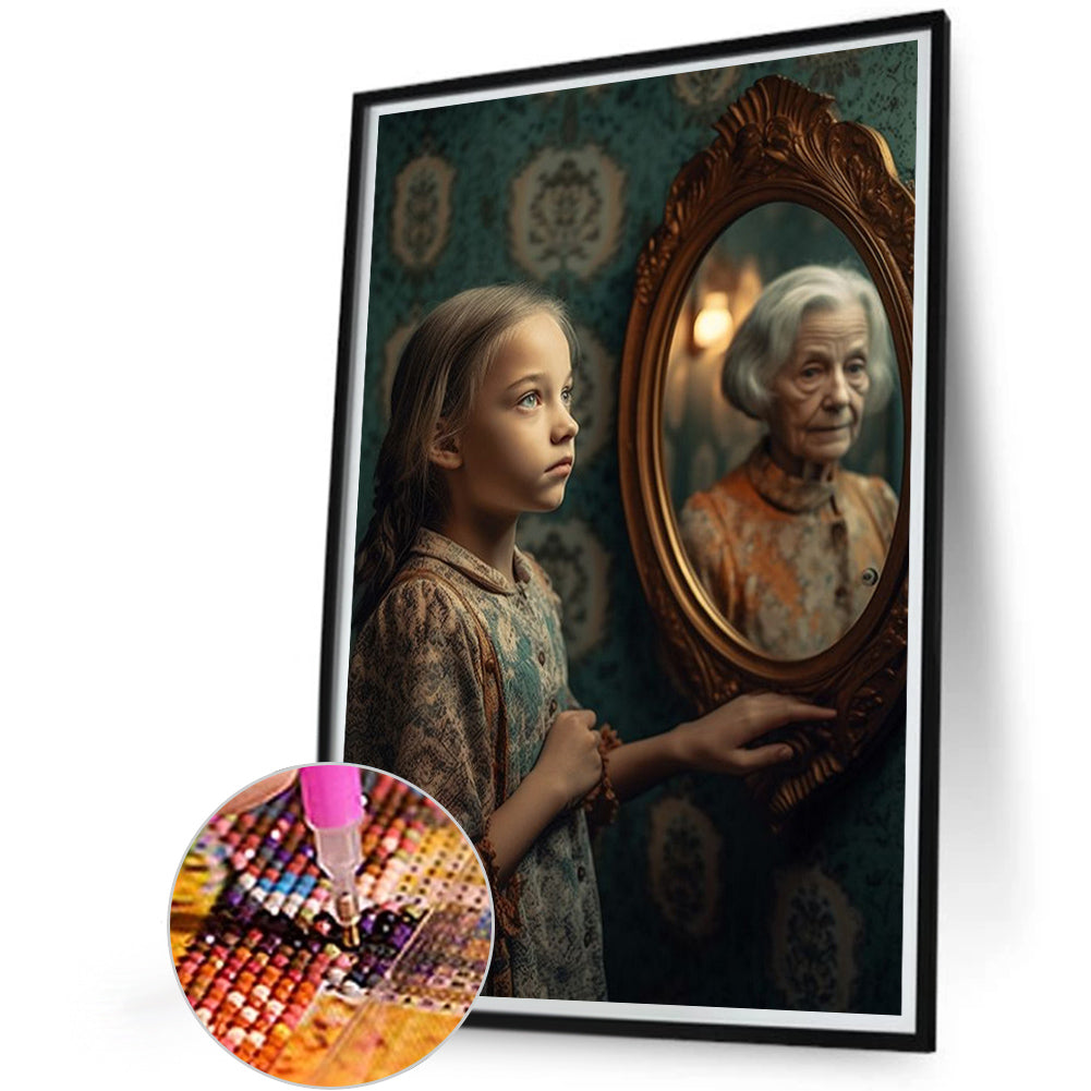 Old Man In Mirror - Full Square Drill Diamond Painting 45*60CM