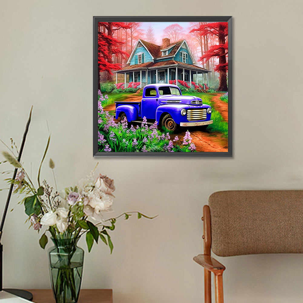 Classic Car In The Woods - Full Round Drill Diamond Painting 30*30CM