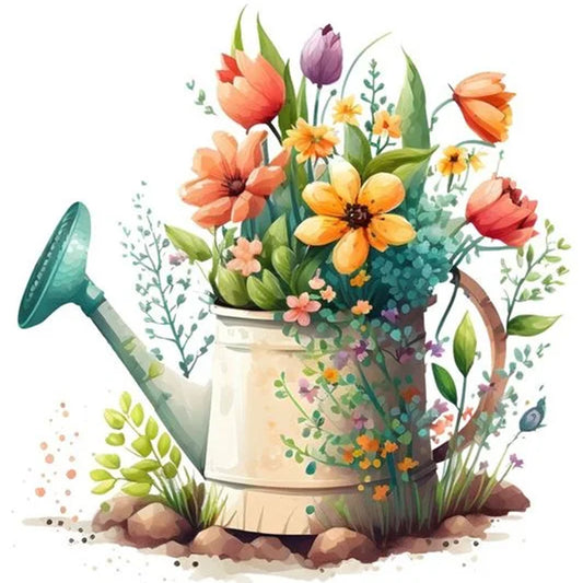 Watering Pot Bouquet - Full Round Drill Diamond Painting 30*30CM