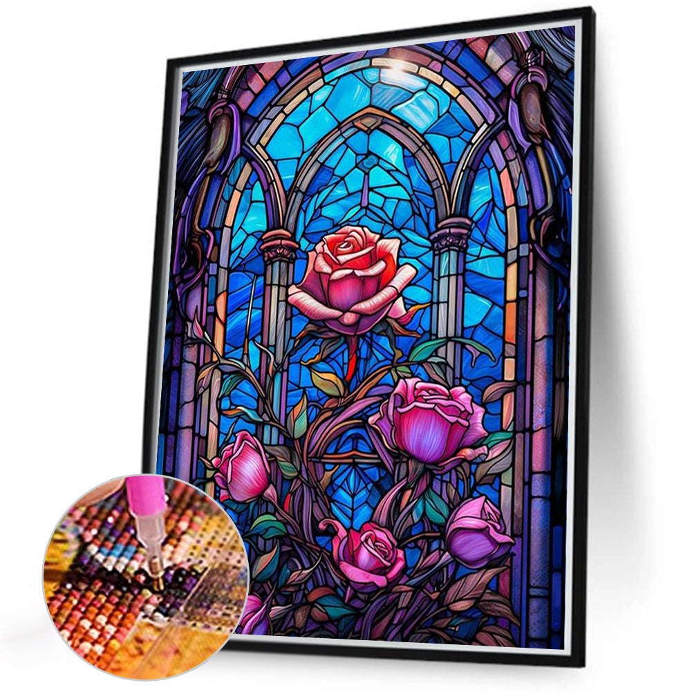 Glass Painted Roses - Full Round Drill Diamond Painting 40*50CM