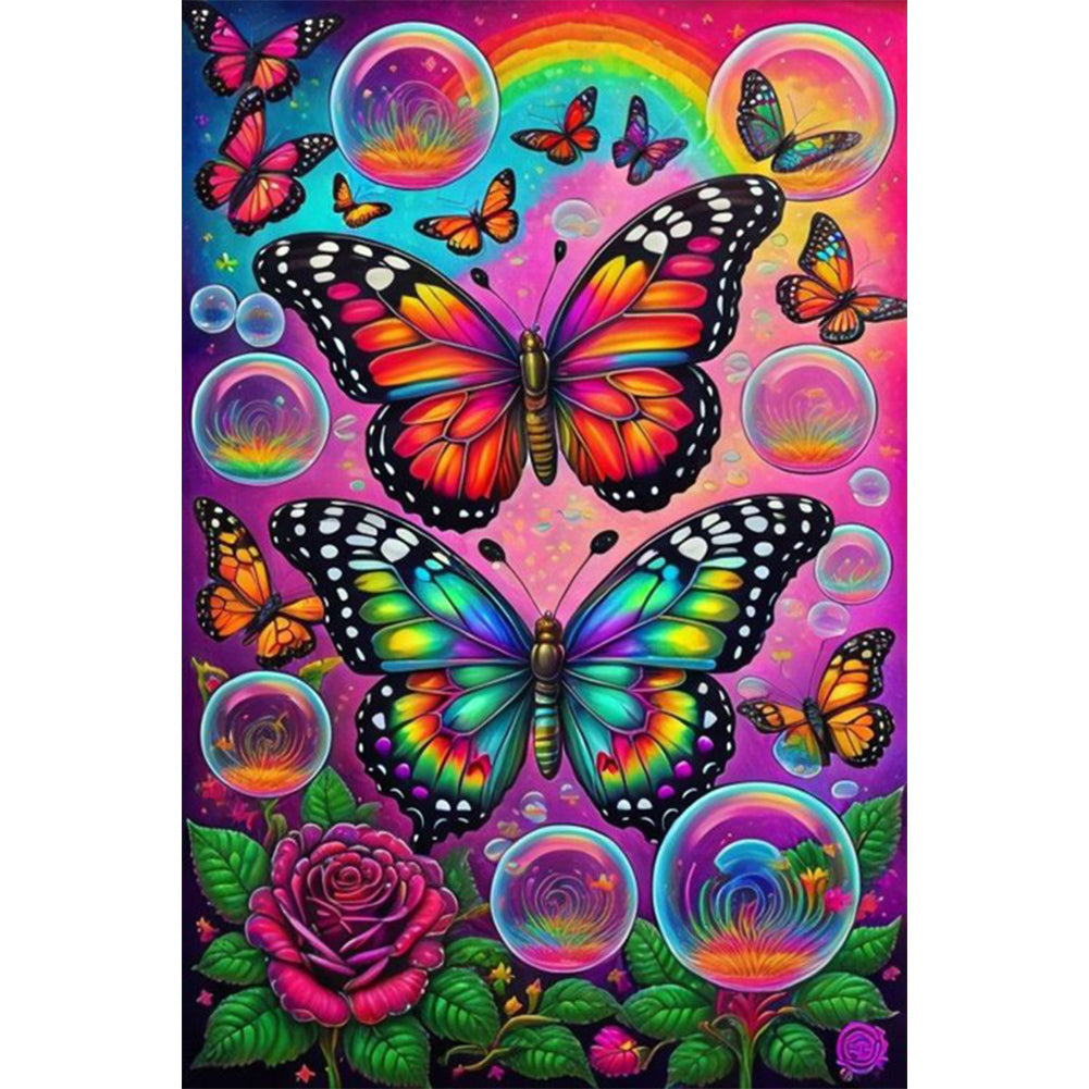 Garden Bubble Butterfly - Full Round Drill Diamond Painting 40*60CM