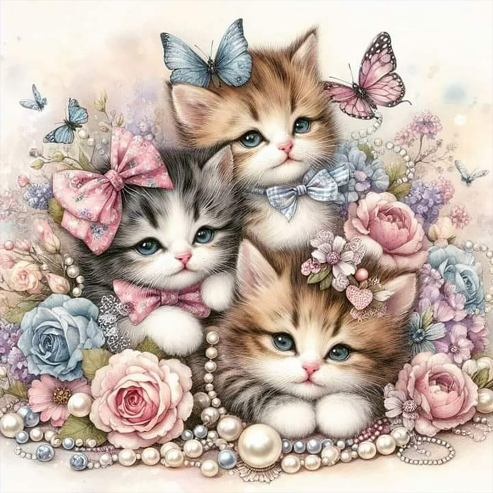 Kitten - Full Round Drill Diamond Painting 35*35CM