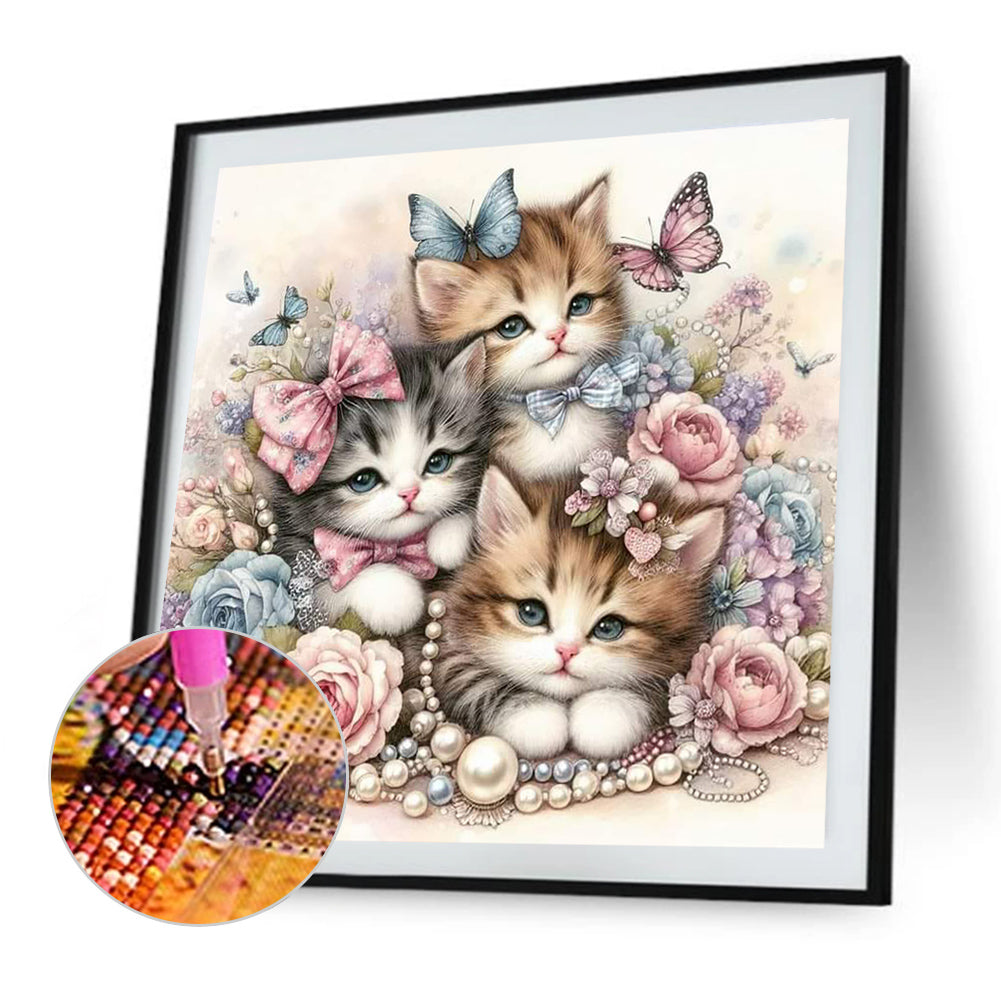 Kitten - Full Round Drill Diamond Painting 35*35CM