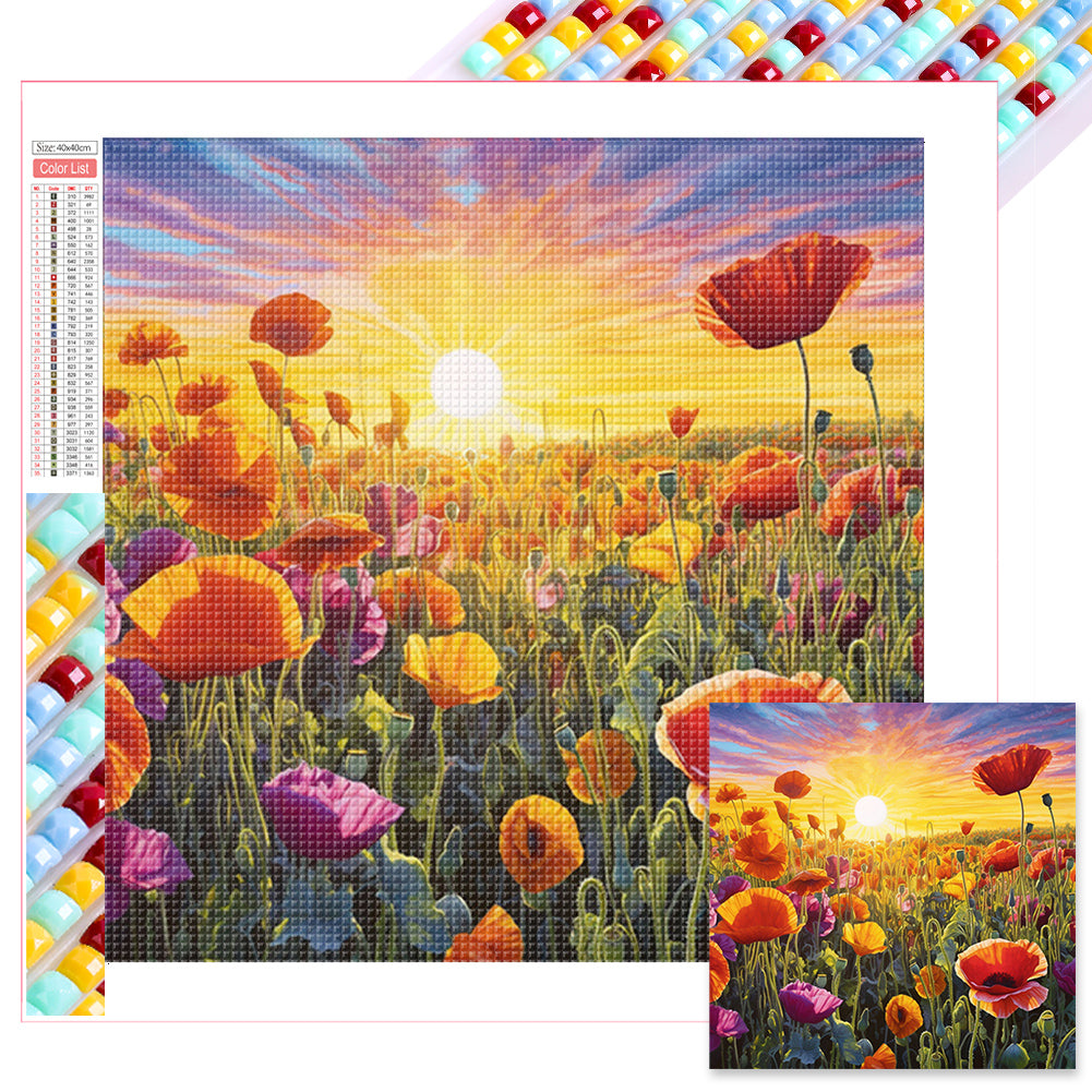 Poppy Flower Sea - Full Square Drill Diamond Painting 40*40CM