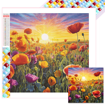 Poppy Flower Sea - Full Square Drill Diamond Painting 40*40CM