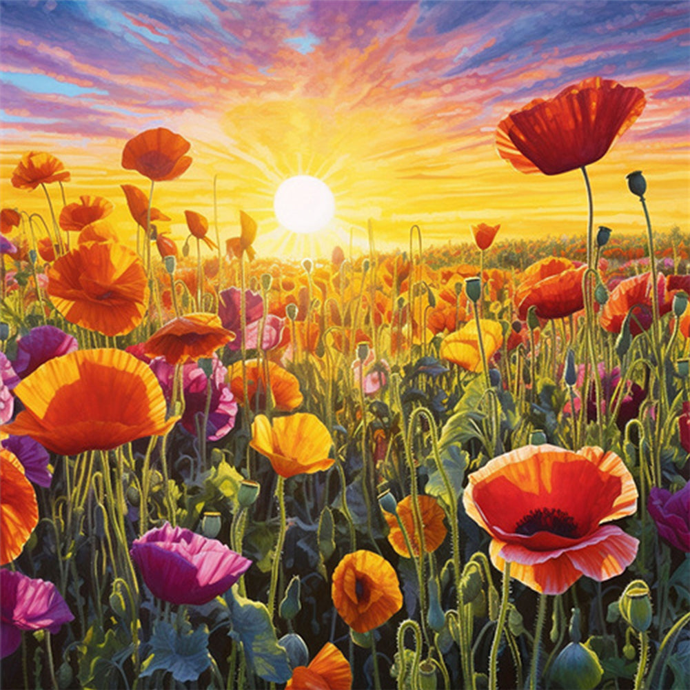 Poppy Flower Sea - Full Square Drill Diamond Painting 40*40CM