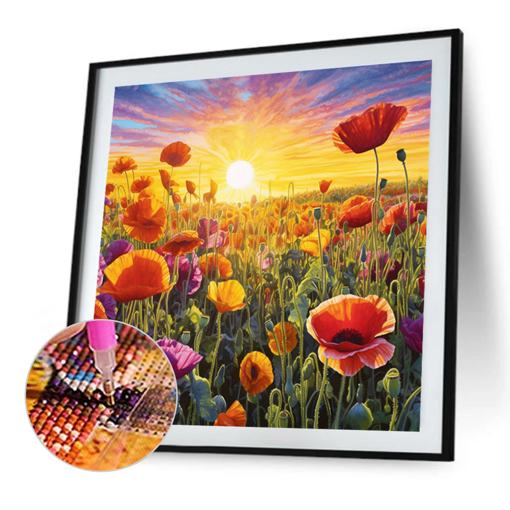 Poppy Flower Sea - Full Square Drill Diamond Painting 40*40CM