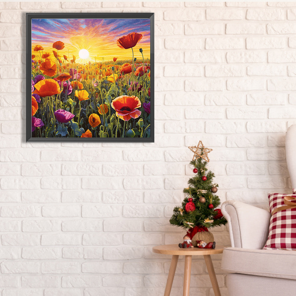 Poppy Flower Sea - Full Square Drill Diamond Painting 40*40CM