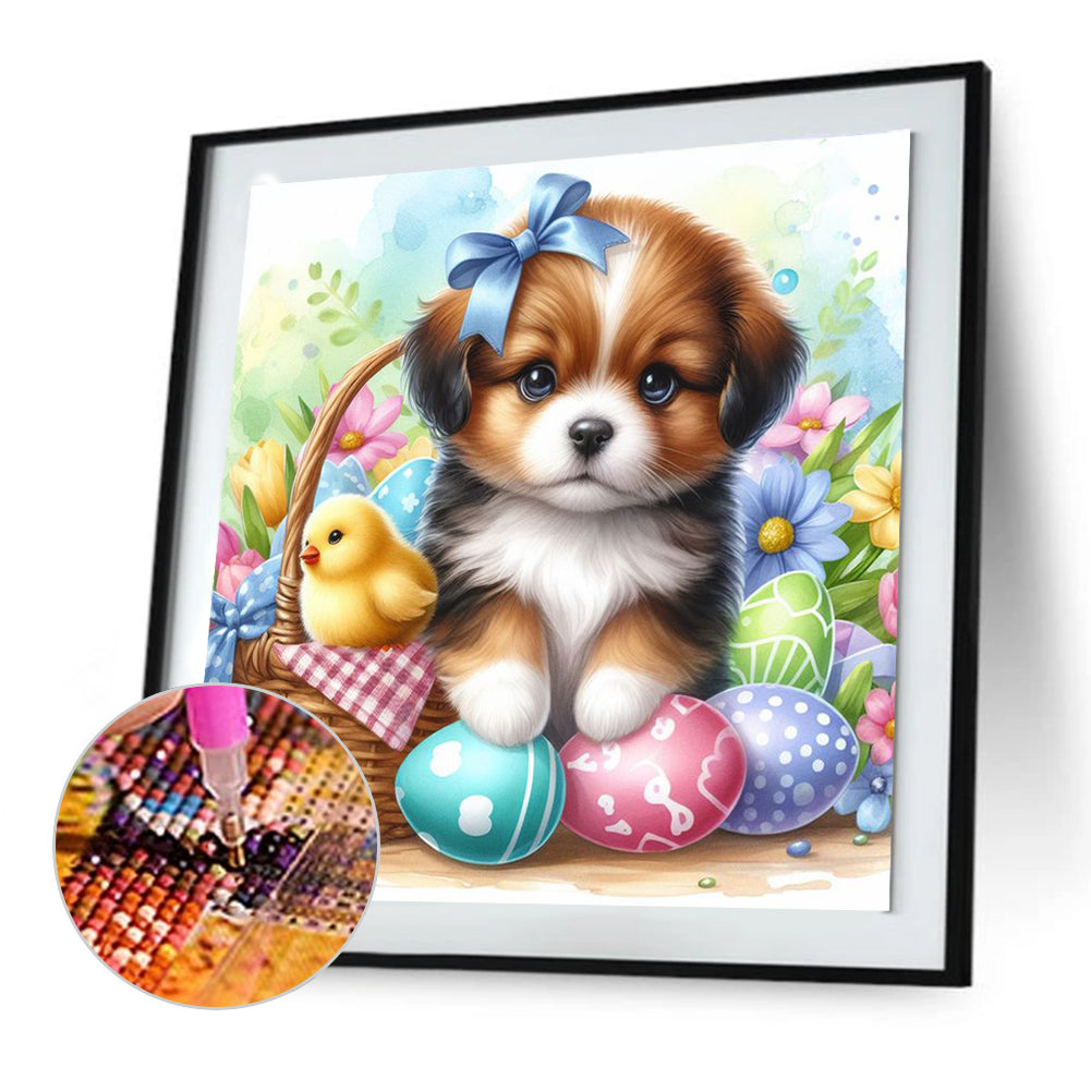 Pastoral Dog And Easter Egg - Full Round Drill Diamond Painting 30*30CM
