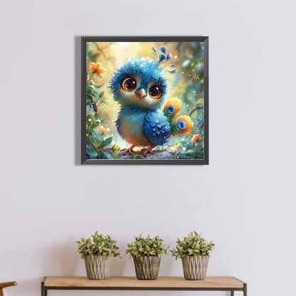 Baby Peacock - Full Round Drill Diamond Painting 40*40CM