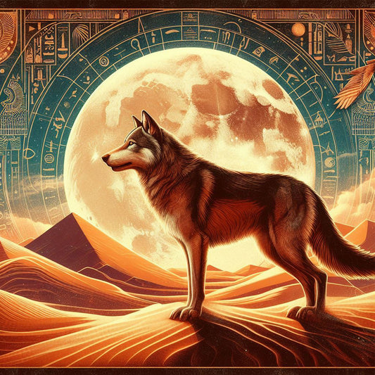 Ancient Egypt Moon And Wolf - Full Round Drill Diamond Painting 40*40CM