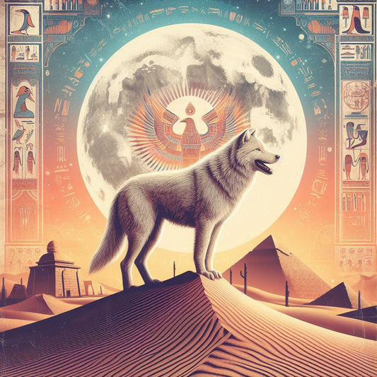 Ancient Egyptian Desert And Wolves - Full Round Drill Diamond Painting 40*40CM