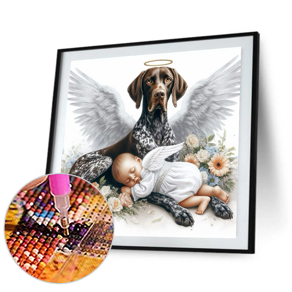 Angel Dog And Baby - Full Round Drill Diamond Painting 30*30CM