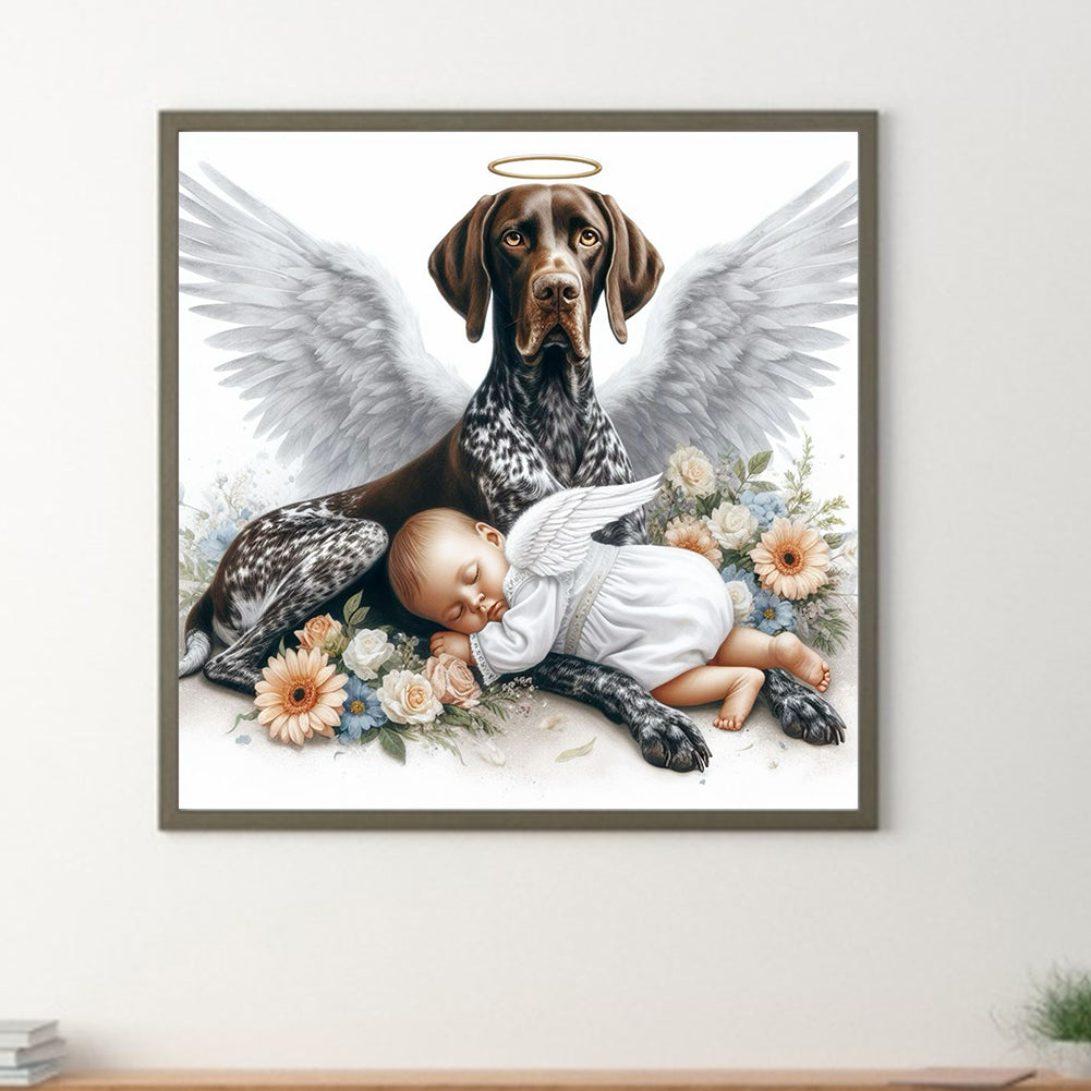 Angel Dog And Baby - Full Round Drill Diamond Painting 30*30CM