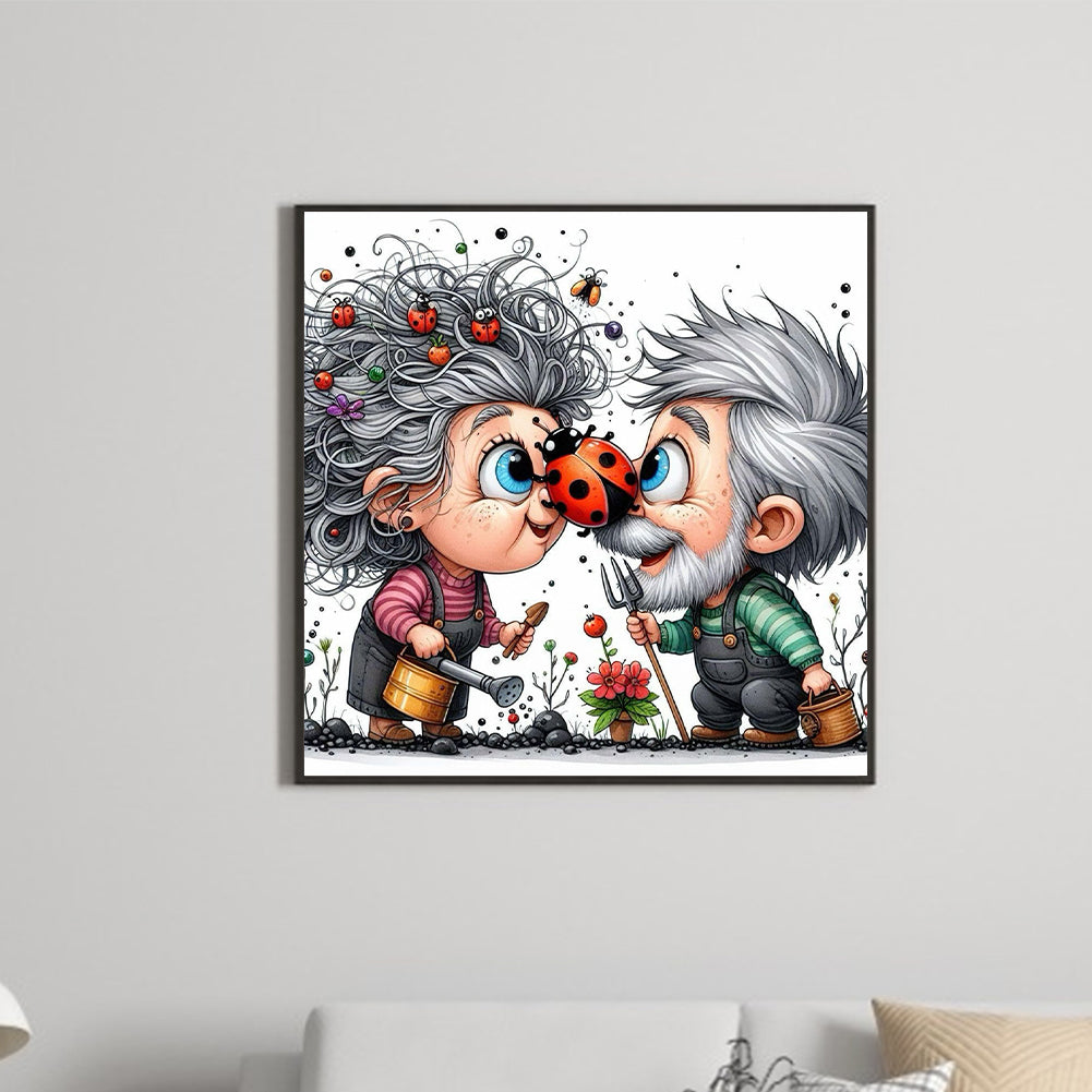 Old Couple - Full Round Drill Diamond Painting 30*30CM