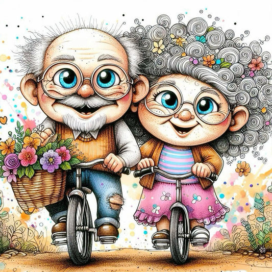 Old Couple - Full Round Drill Diamond Painting 30*30CM