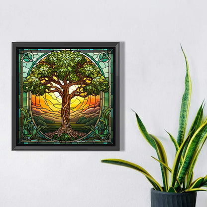 Glass Painting Lucky Tree - Full Square Drill Diamond Painting 40*40CM