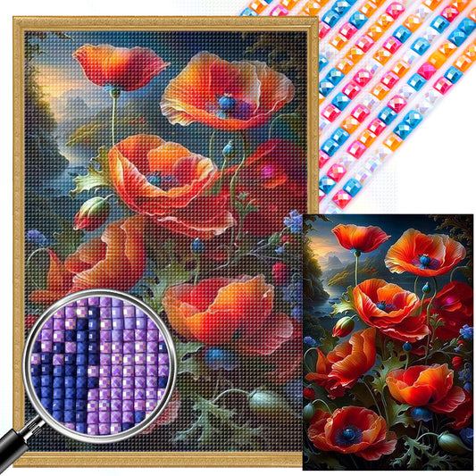Poppy Flower - Full Square Drill Diamond Painting 40*65CM