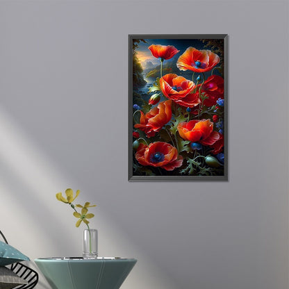 Poppy Flower - Full Square Drill Diamond Painting 40*65CM
