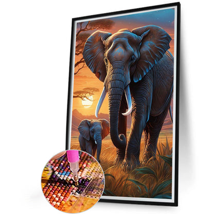 Wild Elephant - Full Square Drill Diamond Painting 40*60CM