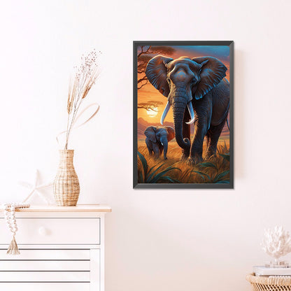 Wild Elephant - Full Square Drill Diamond Painting 40*60CM