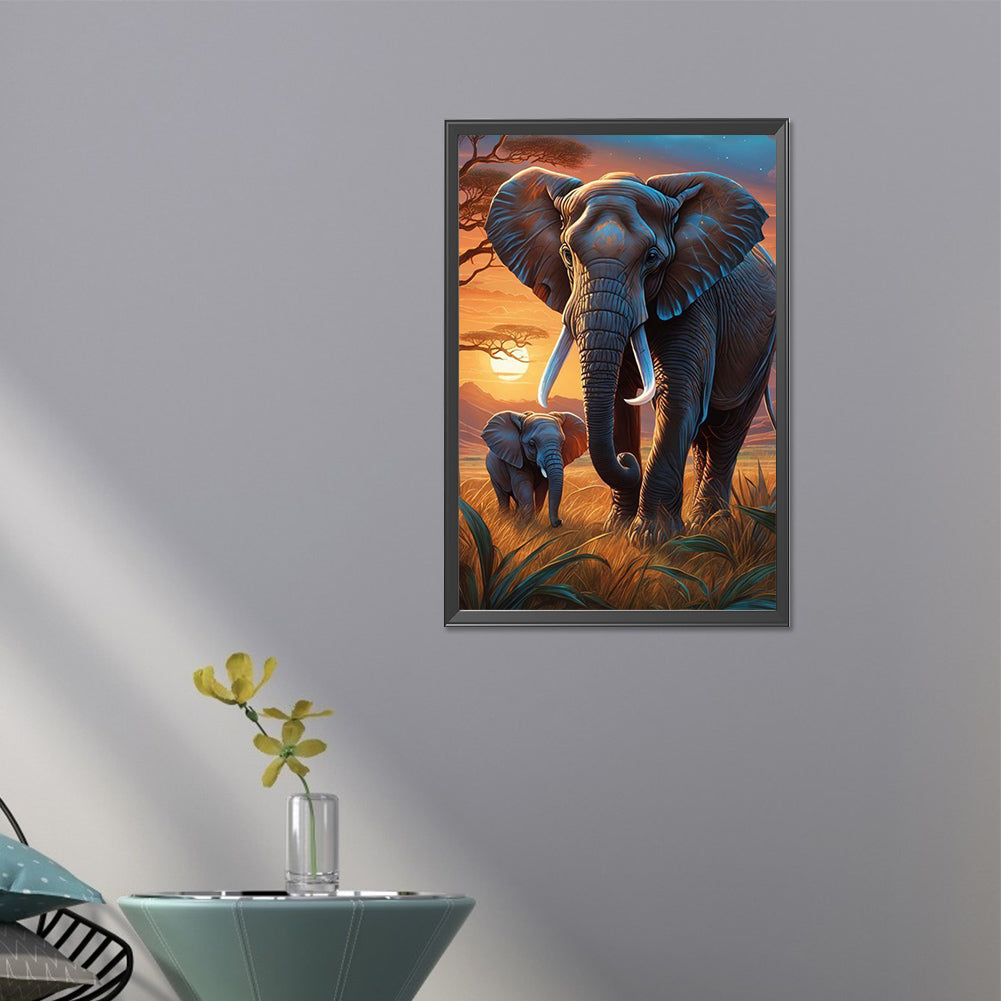 Wild Elephant - Full Square Drill Diamond Painting 40*60CM