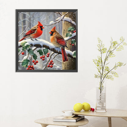 Snow Cardinal - Full Round Drill Diamond Painting 30*30CM