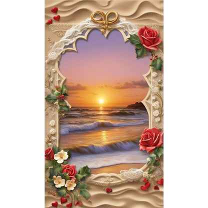 Seaside Sunset Picture Frame - Full Square Drill Diamond Painting 40*70CM