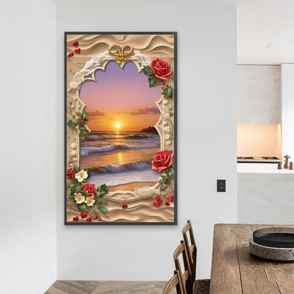 Seaside Sunset Picture Frame - Full Square Drill Diamond Painting 40*70CM