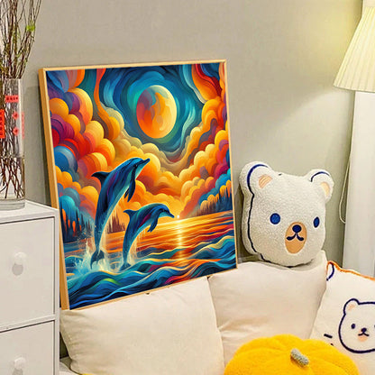 Sunset Dolphin - Full Round Drill Diamond Painting 40*40CM