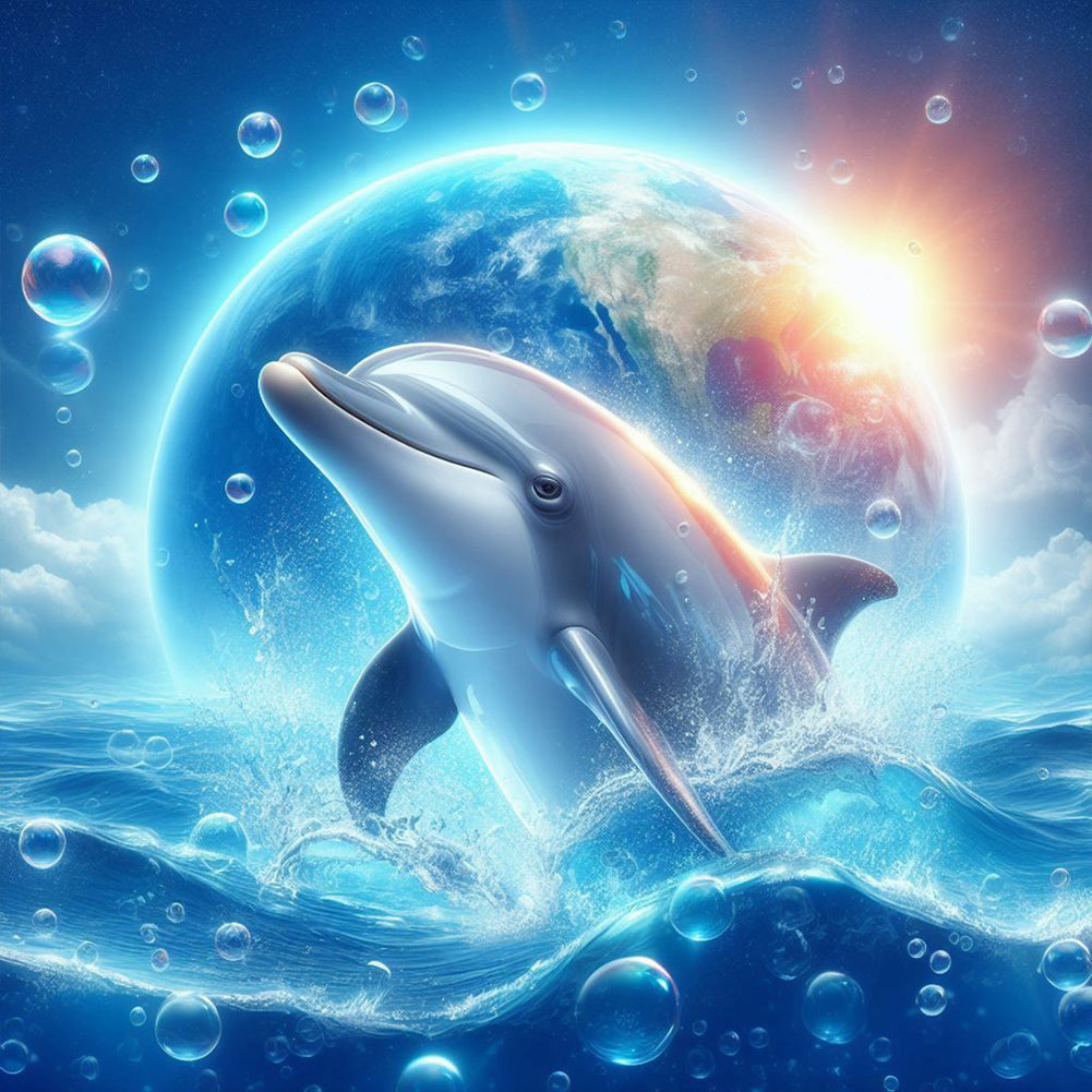 Earth Dolphin - Full Round Drill Diamond Painting 40*40CM