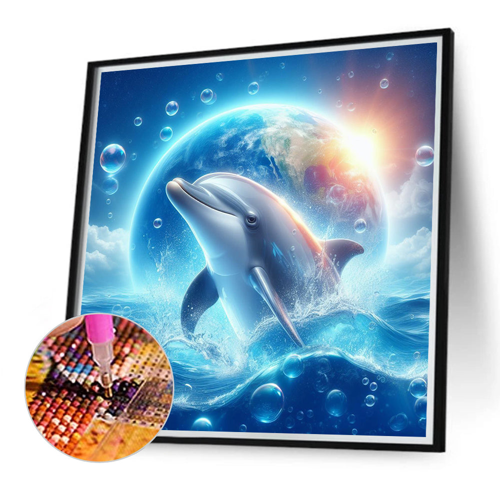 Earth Dolphin - Full Round Drill Diamond Painting 40*40CM