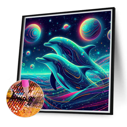 Double Dolphins - Full Round Drill Diamond Painting 40*40CM