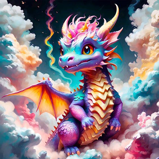 Colorful Dragon In The Mist - Full Round Drill Diamond Painting 30*30CM