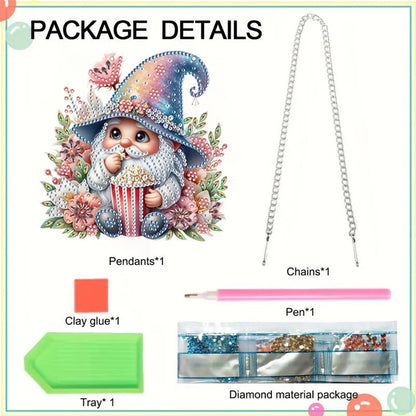 Acrylic Gnome Diamond Art Hanging Pendant for Window Decor (Popcorn Gnome)