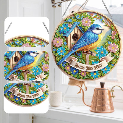 Acrylic Animal Diamond Art Hanging Pendant Diamond Painting Decor (Blue Magpie)