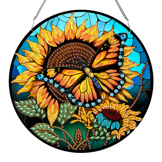 Acrylic Animal Diamond Art Hanging Pendant Home Decor (Sunflower Butterfly)