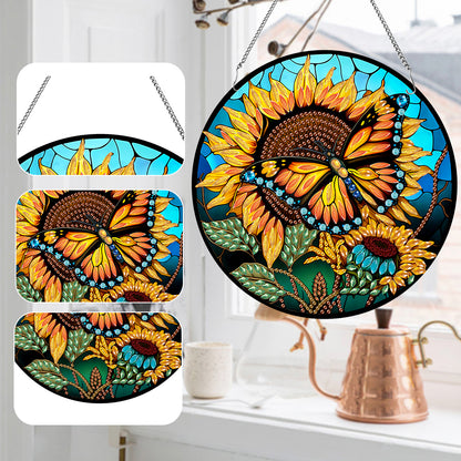 Acrylic Animal Diamond Art Hanging Pendant Home Decor (Sunflower Butterfly)