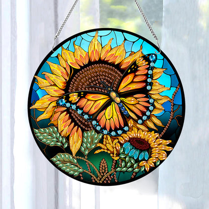 Acrylic Animal Diamond Art Hanging Pendant Home Decor (Sunflower Butterfly)