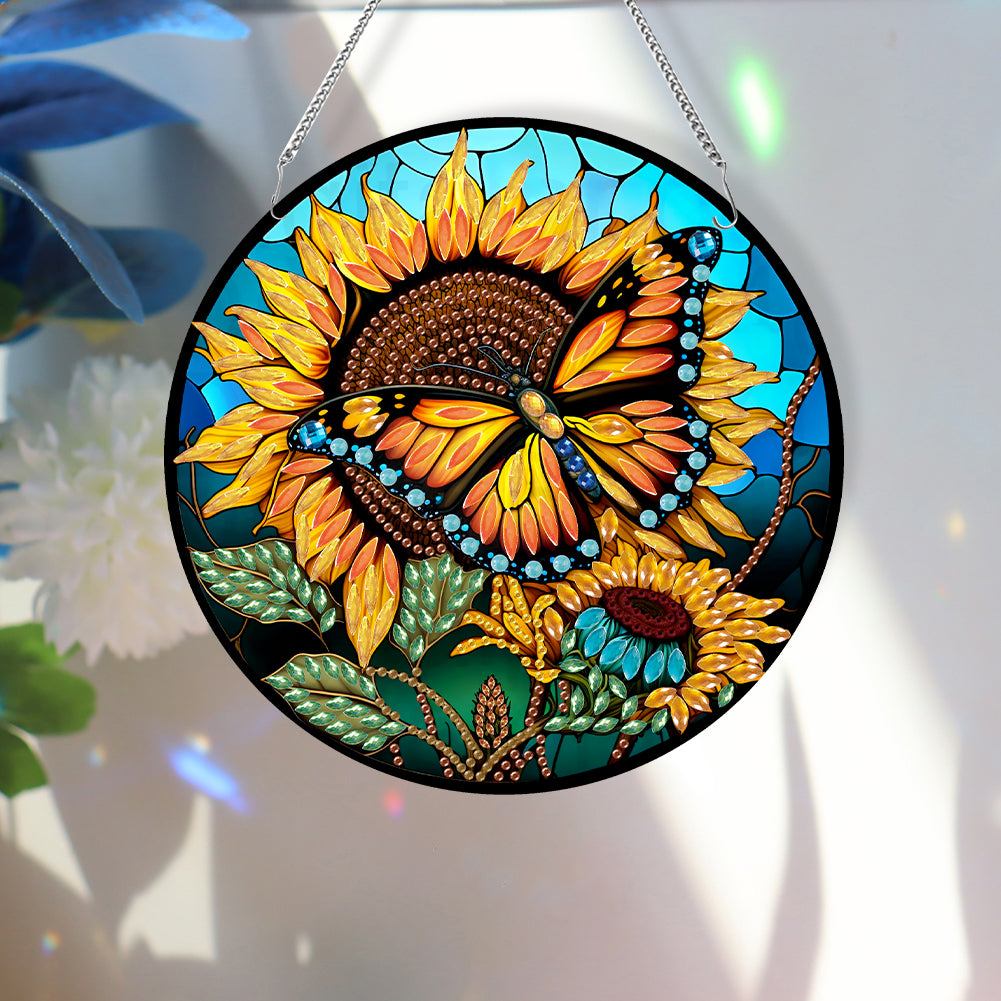 Acrylic Animal Diamond Art Hanging Pendant Home Decor (Sunflower Butterfly)