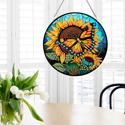 Acrylic Animal Diamond Art Hanging Pendant Home Decor (Sunflower Butterfly)