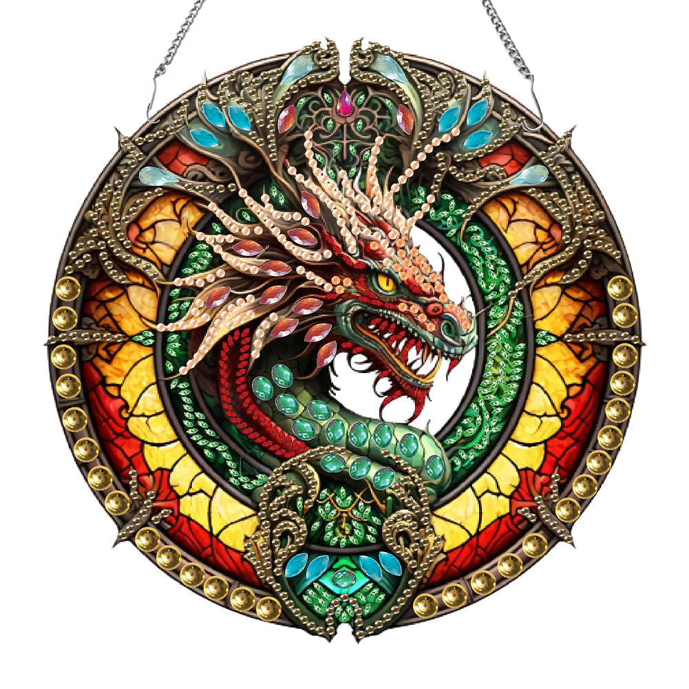 Acrylic Animal Diamond Art Hanging Pendant Diamond Painting Home Decor (Dragon)