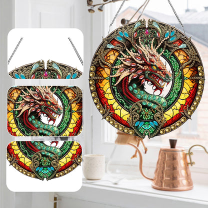 Acrylic Animal Diamond Art Hanging Pendant Diamond Painting Home Decor (Dragon)