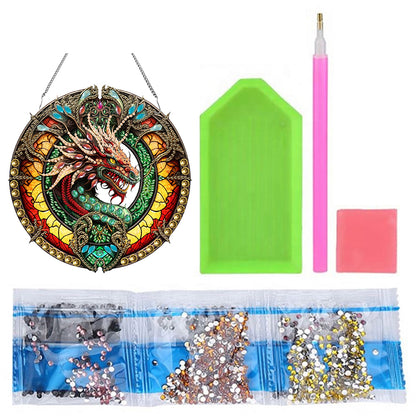 Acrylic Animal Diamond Art Hanging Pendant Diamond Painting Home Decor (Dragon)